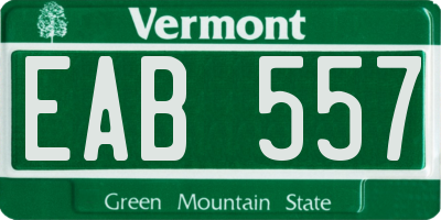 VT license plate EAB557