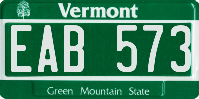 VT license plate EAB573