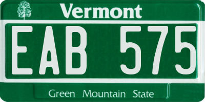 VT license plate EAB575