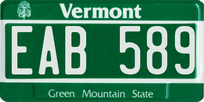 VT license plate EAB589