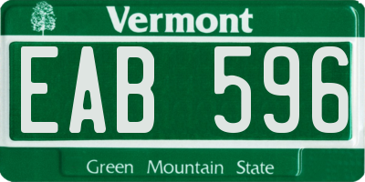 VT license plate EAB596