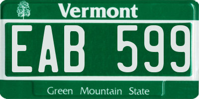 VT license plate EAB599