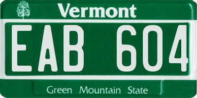 VT license plate EAB604