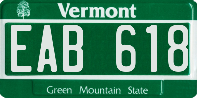 VT license plate EAB618