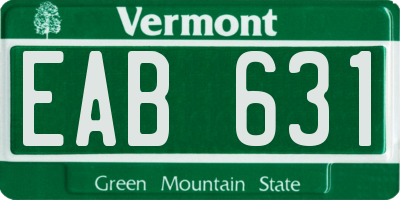 VT license plate EAB631