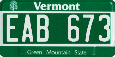 VT license plate EAB673