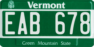 VT license plate EAB678