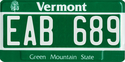 VT license plate EAB689