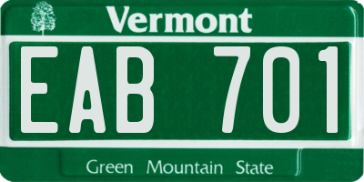 VT license plate EAB701
