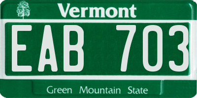 VT license plate EAB703