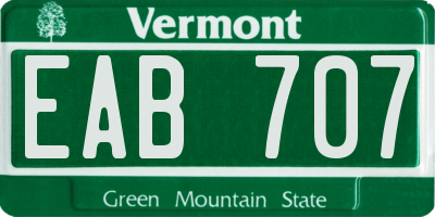 VT license plate EAB707