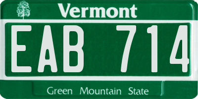 VT license plate EAB714