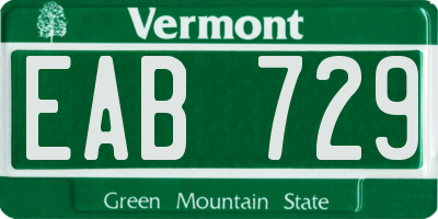 VT license plate EAB729