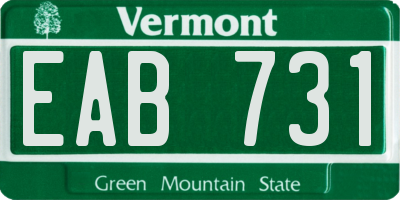 VT license plate EAB731