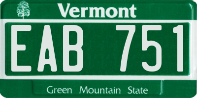 VT license plate EAB751