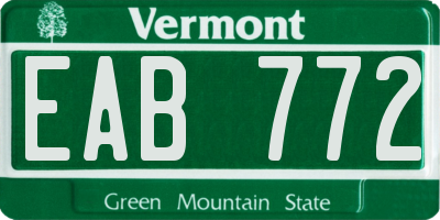 VT license plate EAB772