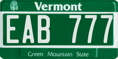 VT license plate EAB777