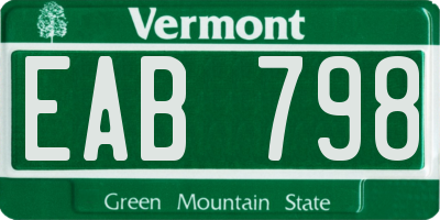 VT license plate EAB798
