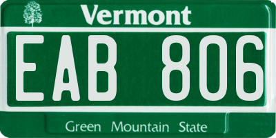 VT license plate EAB806