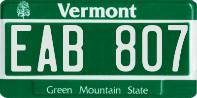 VT license plate EAB807