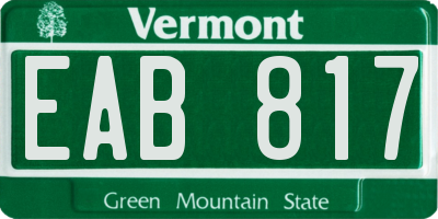 VT license plate EAB817