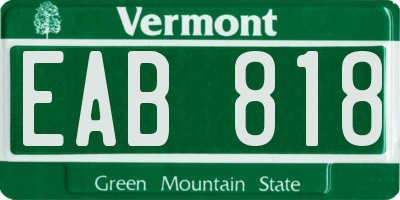 VT license plate EAB818