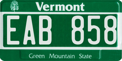 VT license plate EAB858