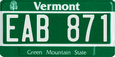 VT license plate EAB871