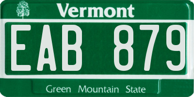 VT license plate EAB879