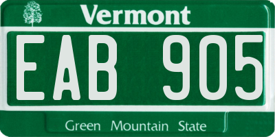 VT license plate EAB905