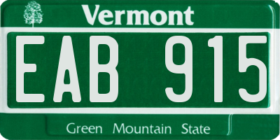 VT license plate EAB915