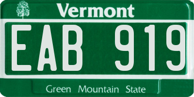 VT license plate EAB919