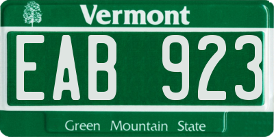VT license plate EAB923
