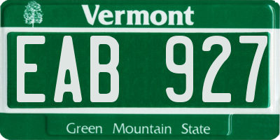 VT license plate EAB927