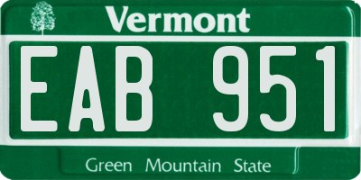 VT license plate EAB951