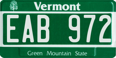 VT license plate EAB972