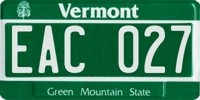 VT license plate EAC027