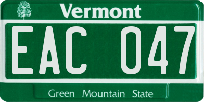 VT license plate EAC047