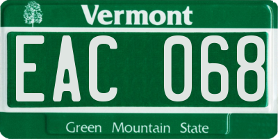 VT license plate EAC068