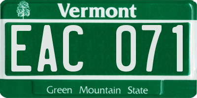 VT license plate EAC071