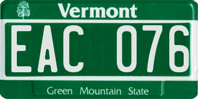 VT license plate EAC076