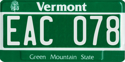 VT license plate EAC078