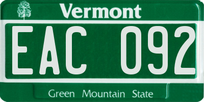 VT license plate EAC092
