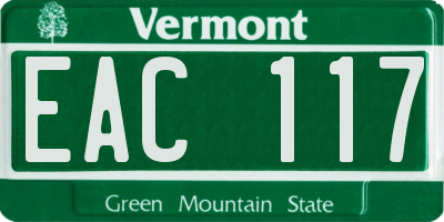 VT license plate EAC117