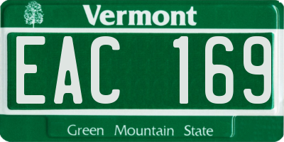 VT license plate EAC169