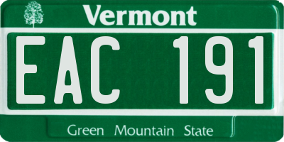 VT license plate EAC191