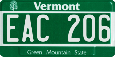 VT license plate EAC206