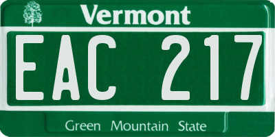 VT license plate EAC217