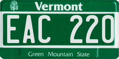VT license plate EAC220