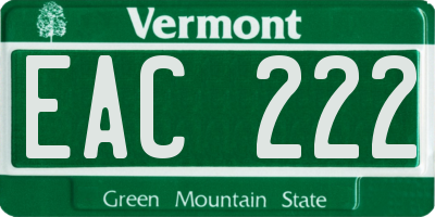 VT license plate EAC222